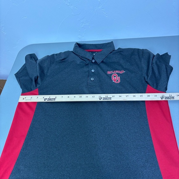 Champion Men's Large OU Oklahoma Sooners Short Sleeve Polo Gray Red - Picture 8 of 9